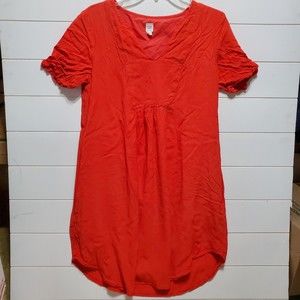 Gap Maternity women size M fully lined crepe tomato red shirt dress short sleeve